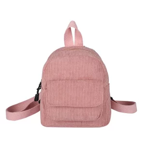 Fashion Women Mini Backpack Solid Color Corduroy Small